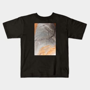 Orange & Grey Stone Texture Shifting Shape Kids T-Shirt